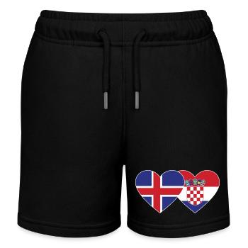 Iceland Croatia Flag Heart - Kids Organic Sweat Shorts by Stanley/Stella - black - Front