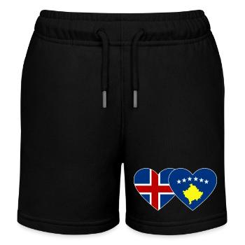 Island Kosovo Flagge Herz - Kinder Organic Joggingshorts Mini Bolter von Stanley/Stella - Schwarz - Vorne