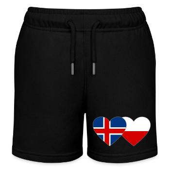 Island Polen Flagge Herz - Kinder Organic Joggingshorts Mini Bolter von Stanley/Stella - Schwarz - Vorne