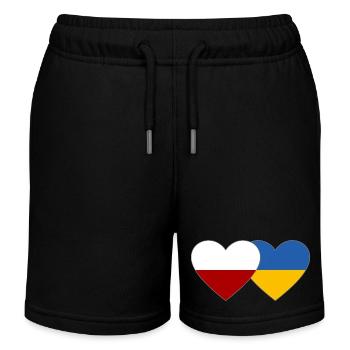 Pologne Ukraine Flag Coeur - Short de jogging enfant bio Stanley/Stella - noir - Devant
