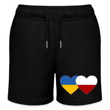 Ukraine Polen Flagge Herz - Kinder Organic Joggingshorts Mini Bolter von Stanley/Stella - Schwarz - Vorne