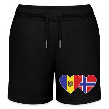 Moldawien Norwegen Flagge Herz - Kinder Organic Joggingshorts Mini Bolter von Stanley/Stella - Schwarz - Vorne