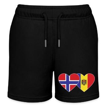 Norwegen Moldawien Flagge Herz - Kinder Organic Joggingshorts Mini Bolter von Stanley/Stella - Schwarz - Vorne