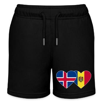 Island Moldawien Flagge Herz - Kinder Organic Joggingshorts Mini Bolter von Stanley/Stella - Schwarz - Vorne