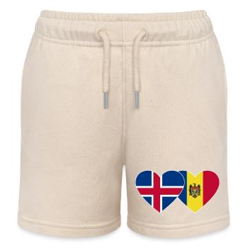 Island Moldawien Flagge Herz - Kinder Organic Joggingshorts Mini Bolter von Stanley/Stella - Natur - Vorne