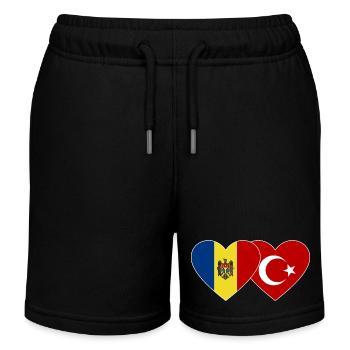 Moldawien Türkei Flagge Herz - Kinder Organic Joggingshorts Mini Bolter von Stanley/Stella - Schwarz - Vorne