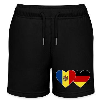 Moldawien Deutschland Flagge Herz - Kinder Organic Joggingshorts Mini Bolter von Stanley/Stella - Schwarz - Vorne