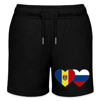 Moldawien Russland Flagge Herz - Kinder Organic Joggingshorts Mini Bolter von Stanley/Stella - Schwarz - Vorne