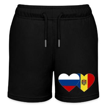 Russland Moldawien Flagge Herz - Kinder Organic Joggingshorts Mini Bolter von Stanley/Stella - Schwarz - Vorne
