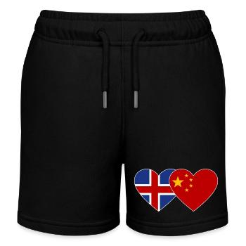 Island China Flagge Herz - Kinder Organic Joggingshorts Mini Bolter von Stanley/Stella - Schwarz - Vorne