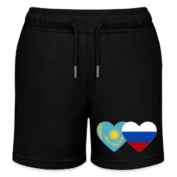 Kazakhstan Russie Drapeau Coeur - Short de jogging enfant bio Stanley/Stella - noir - Devant