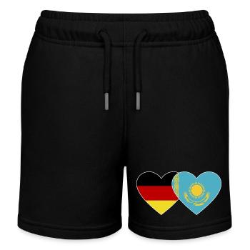 Deutschland Kasachstan Flagge Herz - Kinder Organic Joggingshorts Mini Bolter von Stanley/Stella - Schwarz - Vorne