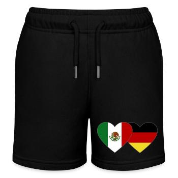 Mexico Germany Flag Heart - Kids Organic Sweat Shorts by Stanley/Stella - black - Front