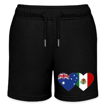 Australia Mexico Flag Heart - Kids Organic Sweat Shorts by Stanley/Stella - black - Front