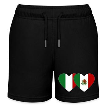 Italien Mexiko Flagge Herz - Kinder Organic Joggingshorts Mini Bolter von Stanley/Stella - Schwarz - Vorne