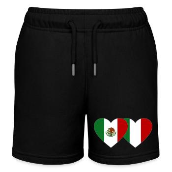 Mexico Italy Flag Heart - Kids Organic Sweat Shorts by Stanley/Stella - black - Front