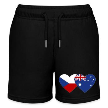 Czech Republic Australia Flag Heart - Kids Organic Sweat Shorts by Stanley/Stella - black - Front