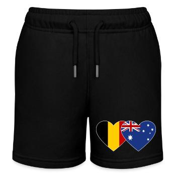 Belgium Australia Flag Heart - Kids Organic Sweat Shorts by Stanley/Stella - black - Front
