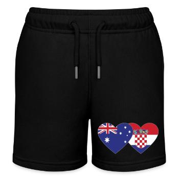 Australia Croatia Flag Heart - Kids Organic Sweat Shorts by Stanley/Stella - black - Front