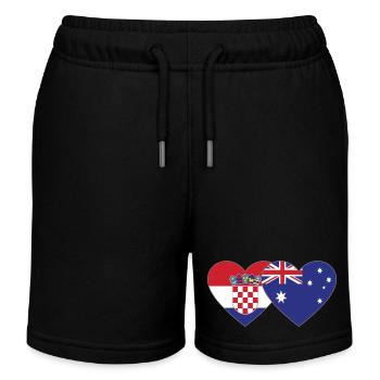 Croatia Australia Flag Heart - Kids Organic Sweat Shorts by Stanley/Stella - black - Front