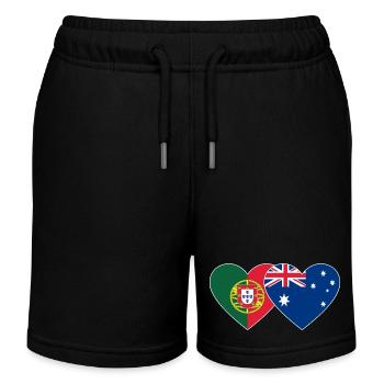 Portugal Australia Flag Heart - Kids Organic Sweat Shorts by Stanley/Stella - black - Front