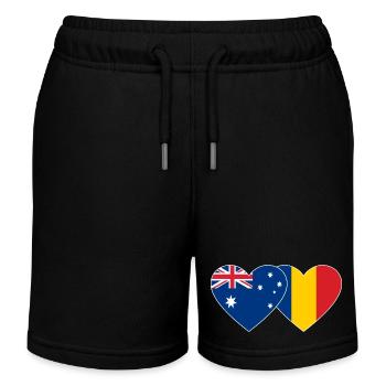 Australia Romania Flag Heart - Kids Organic Sweat Shorts by Stanley/Stella - black - Front