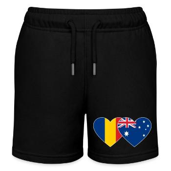Romania Australia Flag Heart - Kids Organic Sweat Shorts by Stanley/Stella - black - Front