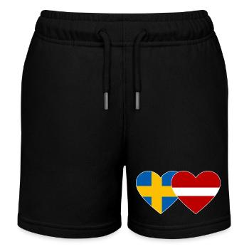Schweden Lettland Flagge Herz - Kinder Organic Joggingshorts Mini Bolter von Stanley/Stella - Schwarz - Vorne