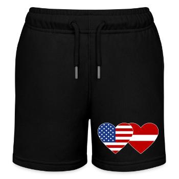 USA Lettland Flagge Herz - Kinder Organic Joggingshorts Mini Bolter von Stanley/Stella - Schwarz - Vorne