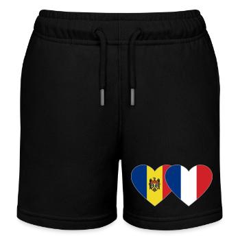 Moldawien Frankreich Flagge Herz - Kinder Organic Joggingshorts Mini Bolter von Stanley/Stella - Schwarz - Vorne