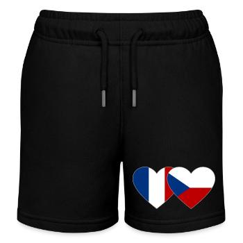 Frankreich Tschechien Flagge Herz - Kinder Organic Joggingshorts Mini Bolter von Stanley/Stella - Schwarz - Vorne