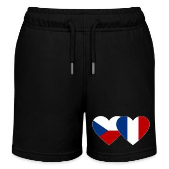 Tschechien Frankreich Flagge Herz - Kinder Organic Joggingshorts Mini Bolter von Stanley/Stella - Schwarz - Vorne
