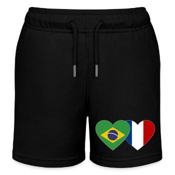 Brésil France Flag Coeur - Short de jogging enfant bio Stanley/Stella - noir - Devant