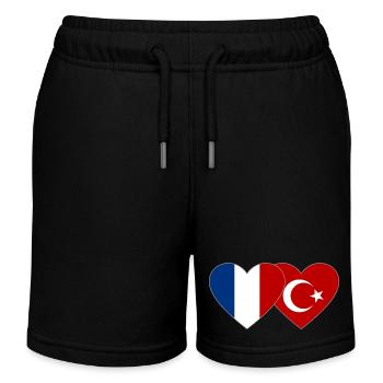 France Turquie Flag Coeur - Short de jogging enfant bio Stanley/Stella - noir - Devant