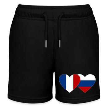 France Russie Flag Coeur - Short de jogging enfant bio Stanley/Stella - noir - Devant