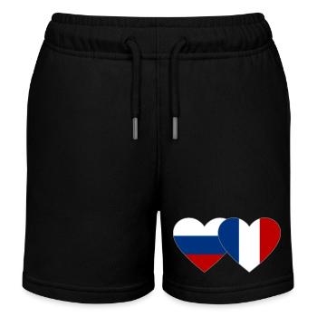 Russie France Flag Coeur - Short de jogging enfant bio Stanley/Stella - noir - Devant
