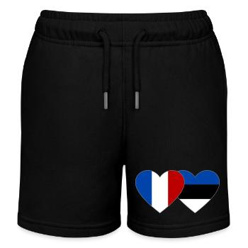 Frankreich Estland Flagge Herz - Kinder Organic Joggingshorts Mini Bolter von Stanley/Stella - Schwarz - Vorne