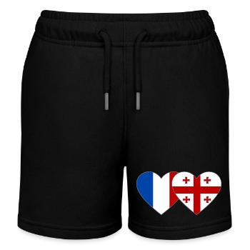 France Géorgie Flag Coeur - Short de jogging enfant bio Stanley/Stella - noir - Devant