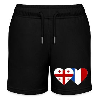 Géorgie France Drapeau Coeur - Short de jogging enfant bio Stanley/Stella - noir - Devant