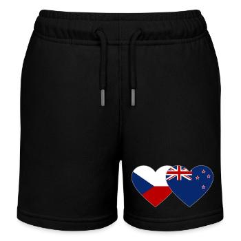 Tschechien Neuseeland Flagge Herz - Kinder Organic Joggingshorts Mini Bolter von Stanley/Stella - Schwarz - Vorne