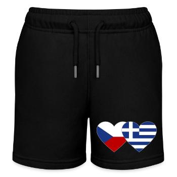 Tschechien Griechenland Flagge Herz - Kinder Organic Joggingshorts Mini Bolter von Stanley/Stella - Schwarz - Vorne