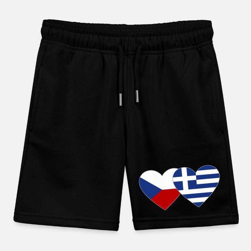 République tchèque Grèce Drapeau Coeur Short de jogging enfant bio Stanley/Stella