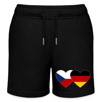 Tschechien Deutschland Flagge Herz - Kinder Organic Joggingshorts Mini Bolter von Stanley/Stella - Schwarz - Vorne