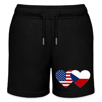USA Tschechien Flagge Herz - Kinder Organic Joggingshorts Mini Bolter von Stanley/Stella - Schwarz - Vorne