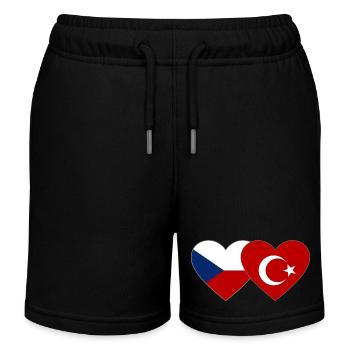 Tschechien Türkei Flagge Herz - Kinder Organic Joggingshorts Mini Bolter von Stanley/Stella - Schwarz - Vorne