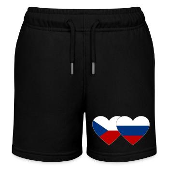 Czech Republic Russia Flag Heart - Kids Organic Sweat Shorts by Stanley/Stella - black - Front