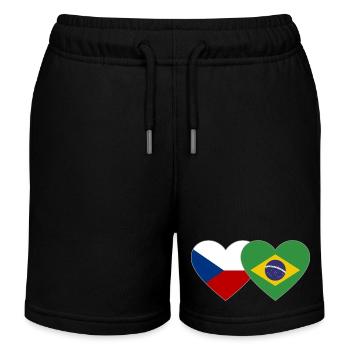 Tschechien Brasilien Flagge Herz - Kinder Organic Joggingshorts Mini Bolter von Stanley/Stella - Schwarz - Vorne
