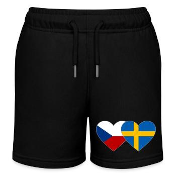 République tchèque Suède Flag Heart - Short de jogging enfant bio Stanley/Stella - noir - Devant