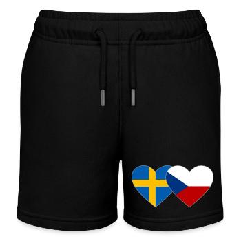 Schweden Tschechien Flagge Herz - Kinder Organic Joggingshorts Mini Bolter von Stanley/Stella - Schwarz - Vorne