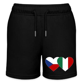 Tschechien Italien Flagge Herz - Kinder Organic Joggingshorts Mini Bolter von Stanley/Stella - Schwarz - Vorne